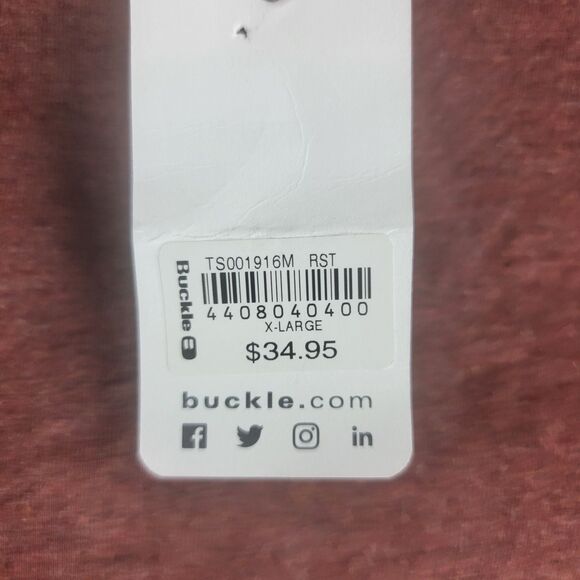 Buckle Mens Size XL Red Burgandy Cotton Spandex Short Sleeve Polo NWT - Picture 5 of 9